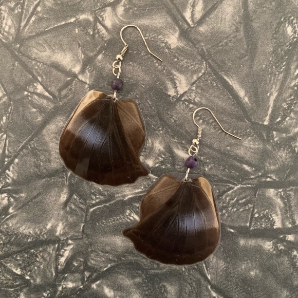 Beautiful Butterfly Wing Earrings W/ Sterling Wire - Picture 5 of 8